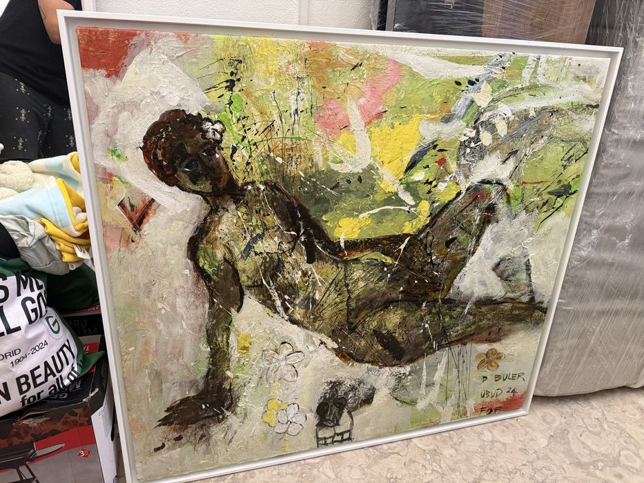 Quadro Original Pintado à Mão Arte Contemporânea Figura Feminina Emoldurado