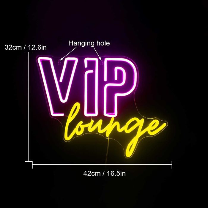 Letreiro Luminoso Néon LED em Acrílico " VIP Lounge " Diferentes Cores