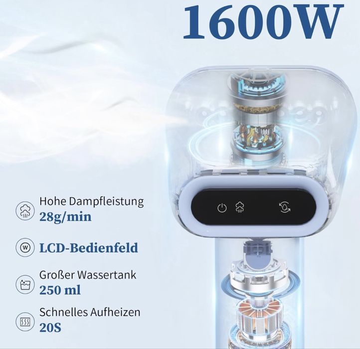 Parownica do ubrań 250ml 1600W biała