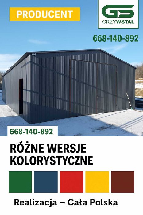 Duży Garaż Blaszany / Konstrukcja Stalowa /Wiata /BLASZAK -  GRZYWSTAL