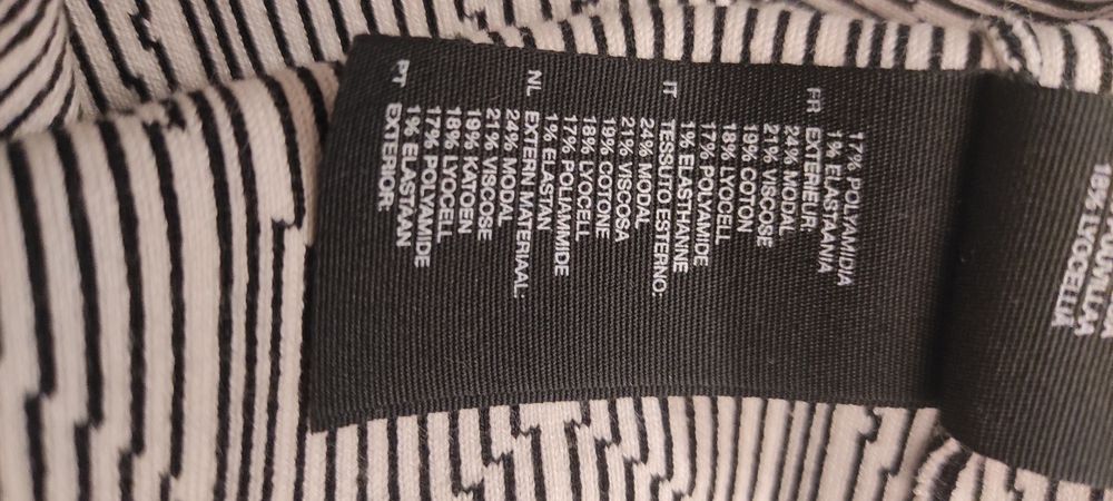 Elegancka bluzka  z modalu sweter pulower w efektowne czarno białe wzo