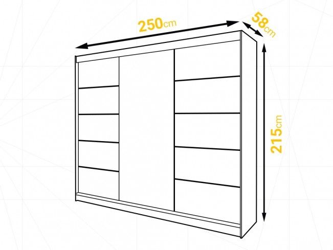Szafa przesuwna z lustrem GOLD 250cm  kaszmirowa złote detale LED