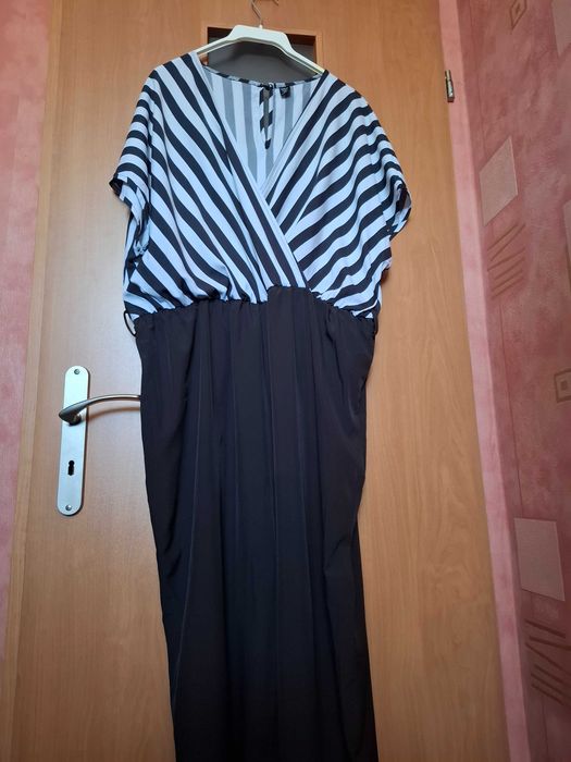 Kombinezon czarny jak nowy góra w paski szerokie nogawki Shein 3XL