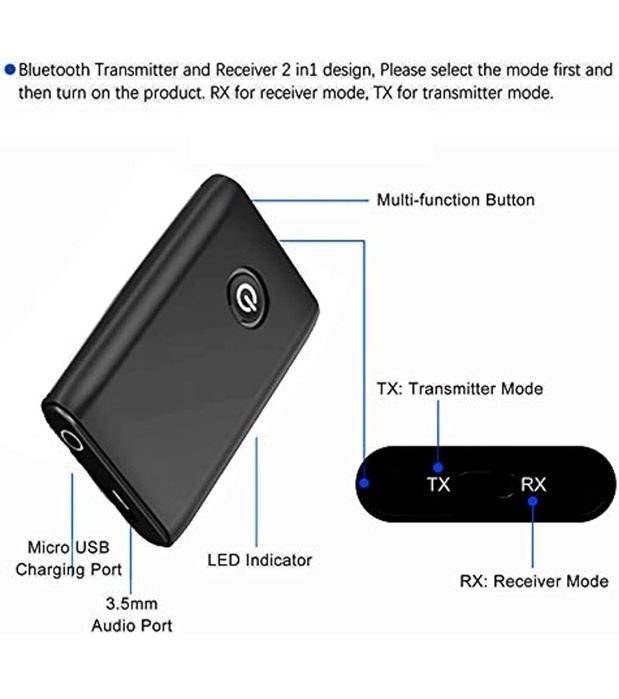 Lonnalee Nadajnik / odbiornik Bluetooth 2 w 1