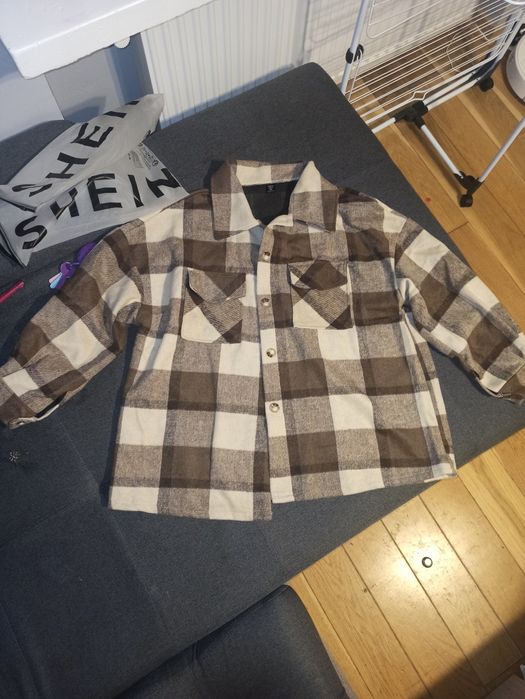 Kurtka koszulowa płaszcz oversize w kratę kratkę flanelowa shacket 4xl