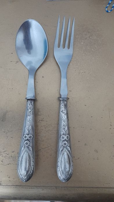 Talheres vintage para criança  comm cabo prata