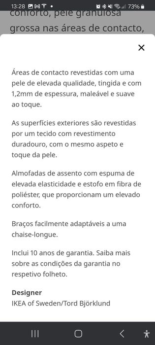 Sofá Ikea em pele. Como novo