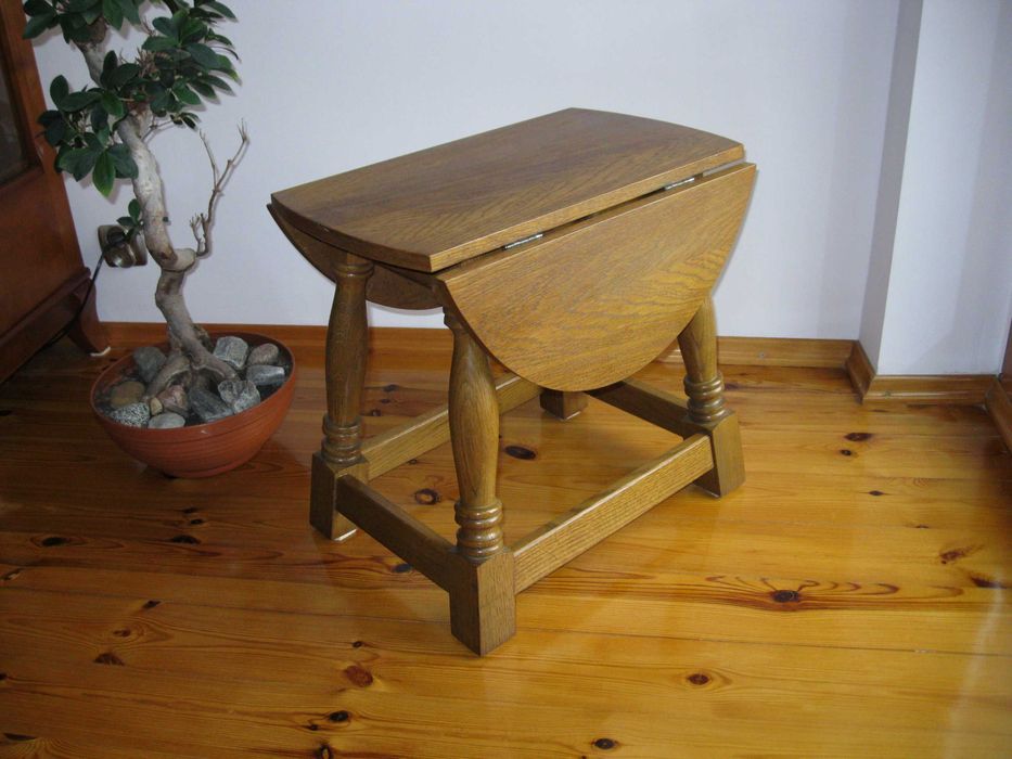 Stolik rozkładany, dębowy, lite drewno