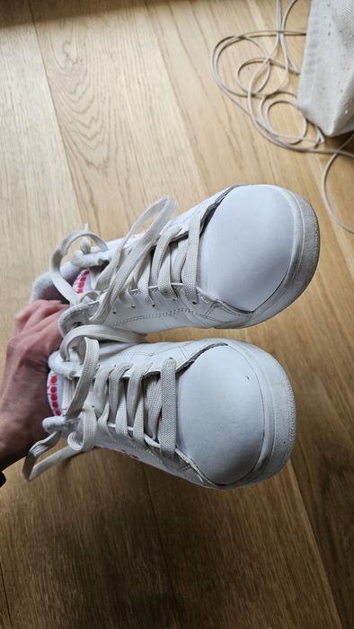 Buty damskie trampki sneakersy skórzane białe Diadora włoskie