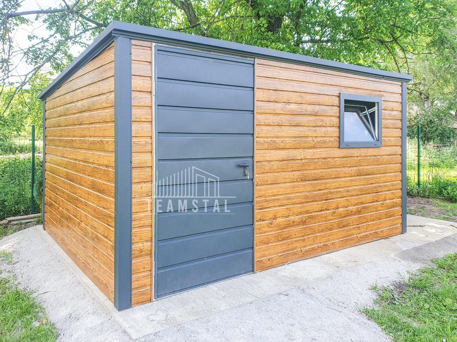 Schowek - Domek Ogrodowy 4x3m - Drzwi - Okno - Drewnopodobny - TS721