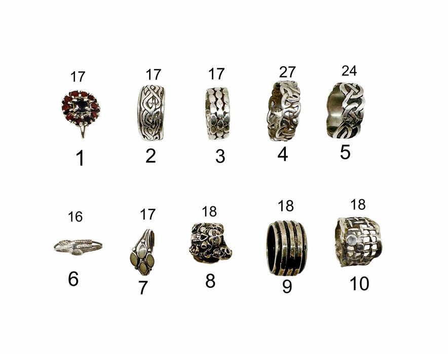 LOTE 10 Aneis de prata de lei