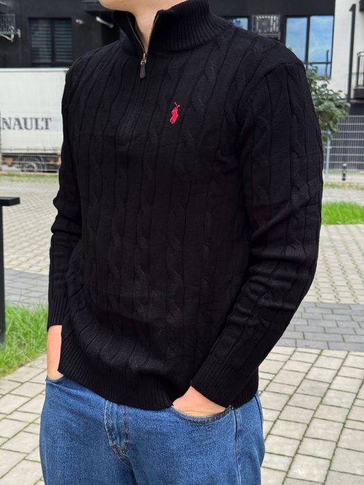 Светр Polo Ralph Lauren 1/3 синій та чорний, теплий та якісний