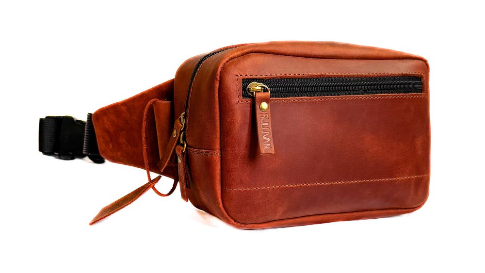 Сумка бананка на пояс на плече sb3(22) світло-коричнева