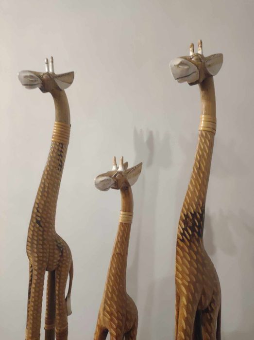 Żyrafy Drewniane Rodzina Zestaw 3 sztuk