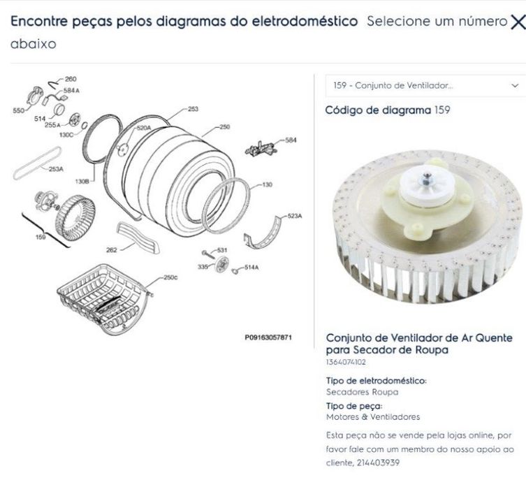 Conjunto de ventilador de ar quente para maquina secar