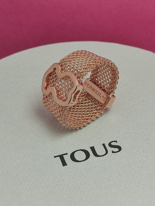 Pierścionek 16 z misiem różowe srebro vetmeil 925