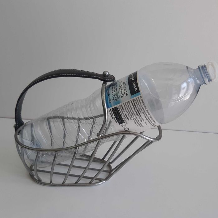 Cesto Metálico Suporte Inox p/ Servir Garrafa Vinho