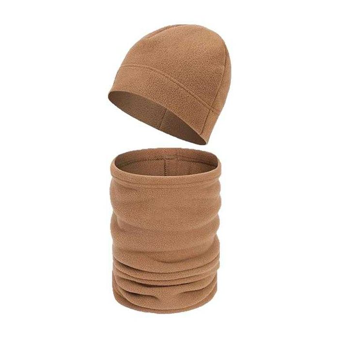 Zestaw komin czapka polarowa komplet w kolorze coyote