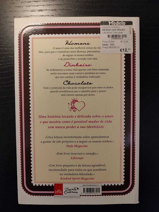 (Env. Incluído) Homens, Dinheiro e Chocolate de Menna Van Praag