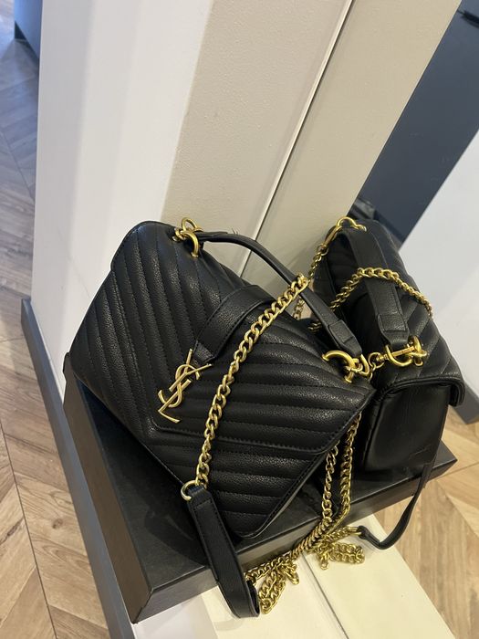 yves saint laurent collage medium bag ysl czarna torebka skórzana