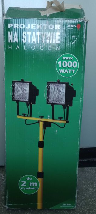 Naświetlacz Projektor halogenowy do1000watt na statywie żarnik 114 mm.