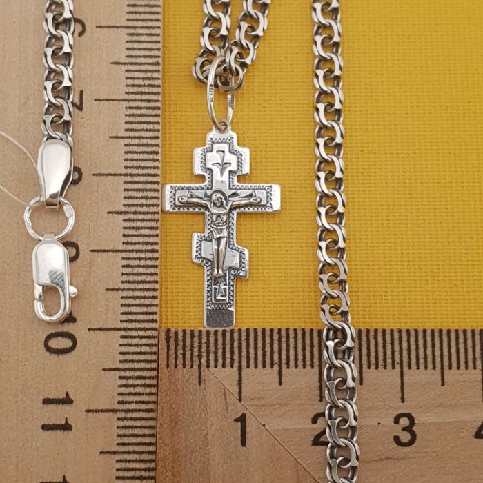Комплект срібна цепочка с хрестиком срібло 925 проба ланцюжок і кулон