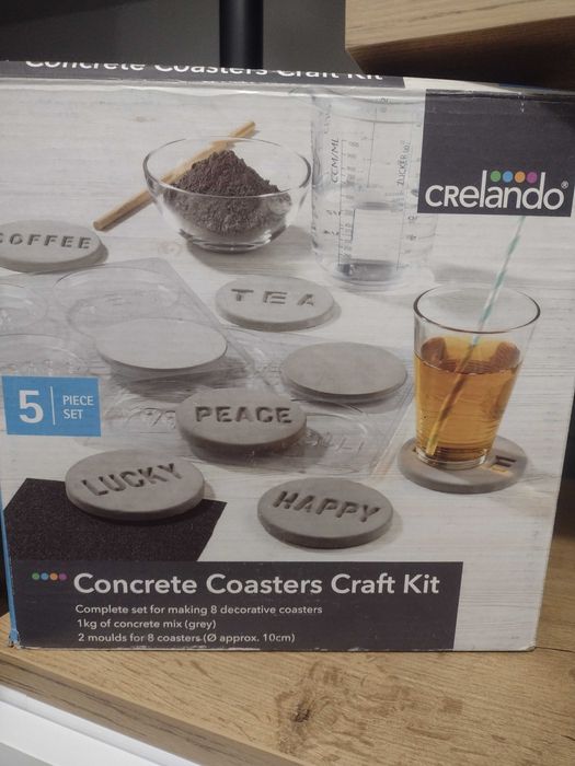Kreatywny zestaw do wykonania podkładek z betonu, podkładki pod kubki