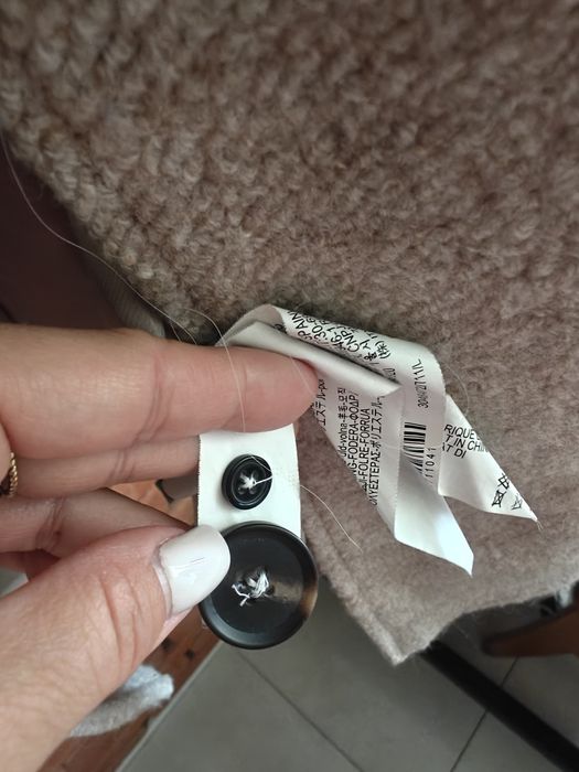 ZARA wełniany płaszcz beżowy oversize L  klasyczny długi