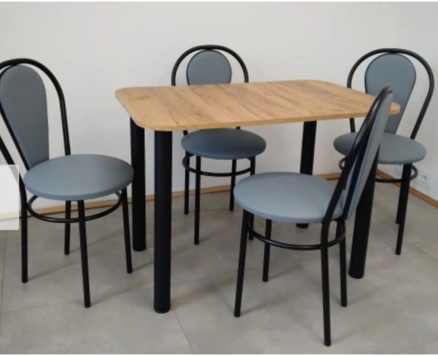 STÓŁ KUCHENNY BLACK plus 4 krzesla TULIPAN z plusem