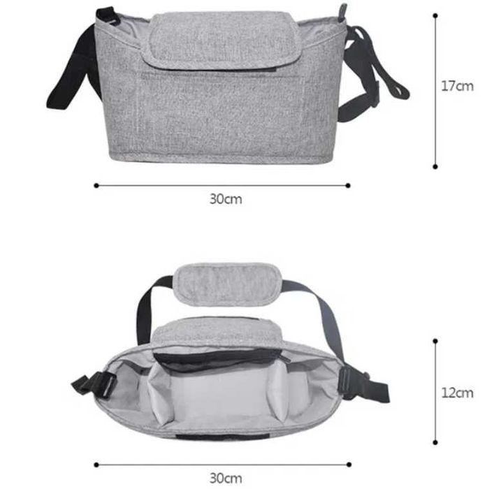 Сумка для коляски.Сумка для візочка. СІРИЙ та ЧОРНИЙ колір