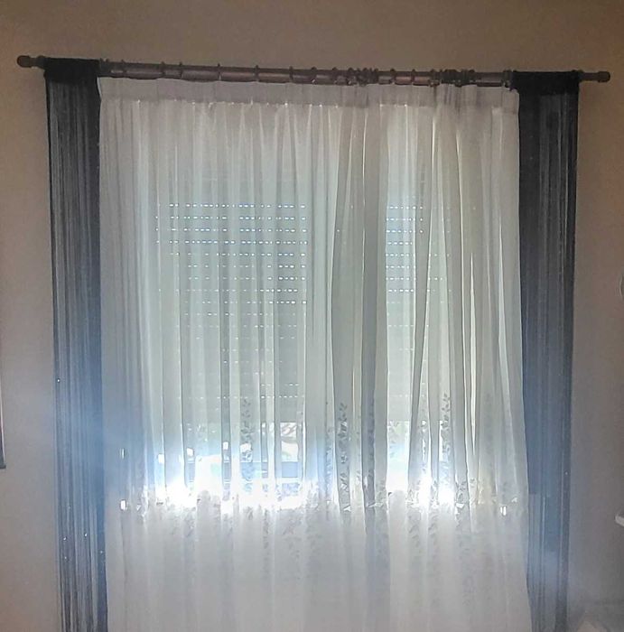 Black striped curtains with shimmer