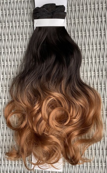 Premium Ultra Włosy doczepiane, naturalna czerń / rudy / ombre 325.