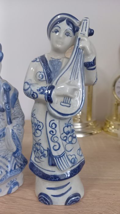 Figurki chińskie porcelanowe mędrcy grajek vintage Zestaw 4 figurek