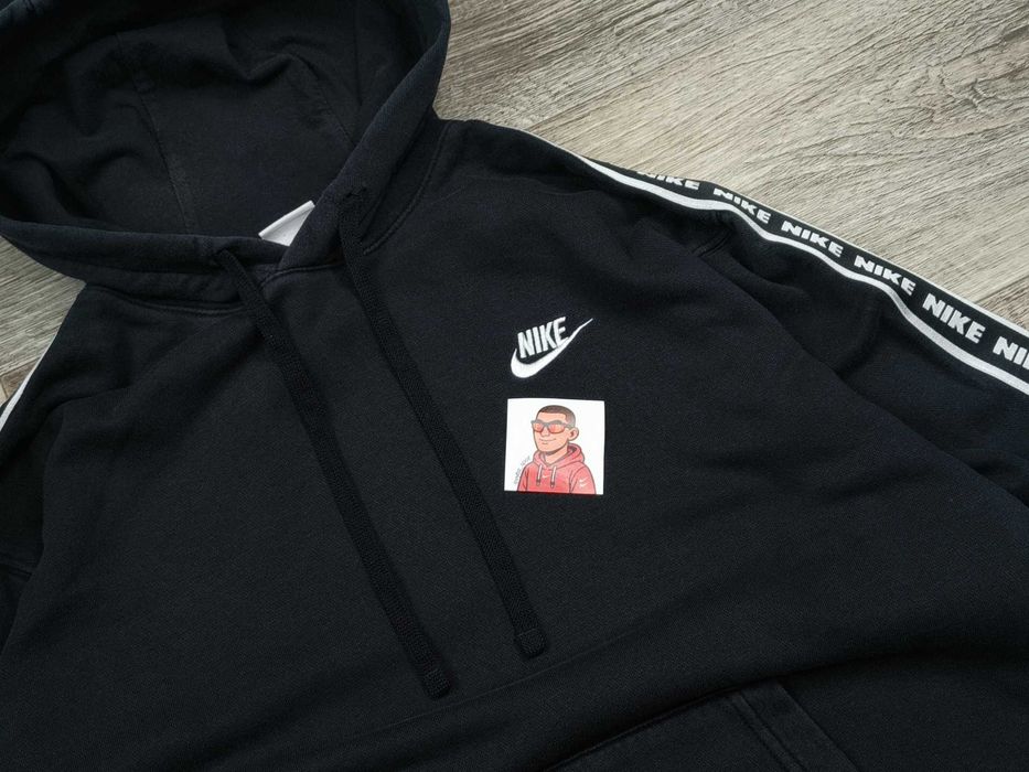 [M] NIKE на лампасах широке худі оригінальне бавовна чорне