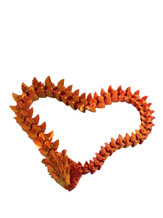 Wodny Smok przegubowy, Aquatic Dragon, druk 3D różowo-żółty, ozdoba