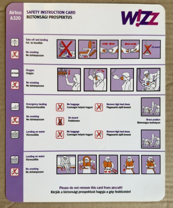 Safety Card Airbus 320 w 3 językach