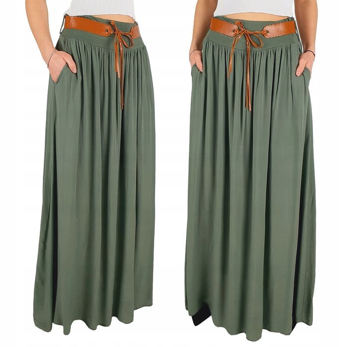 Zwiewna Długa Spódnica Maxi Do Kostek Boho Damska