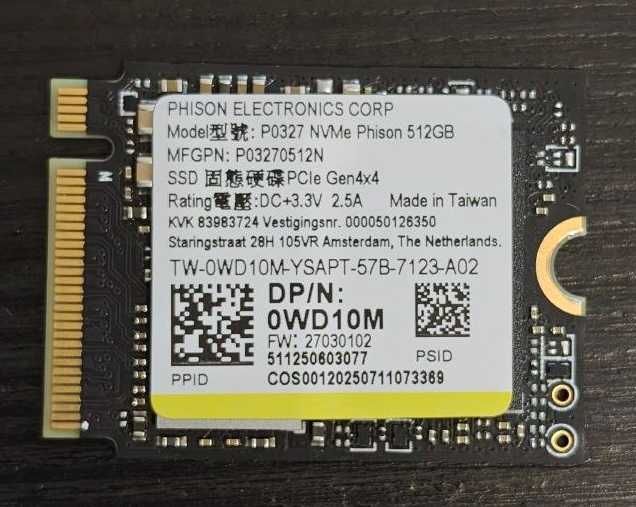 Disco nvme 2230 Phison P0327 512GB