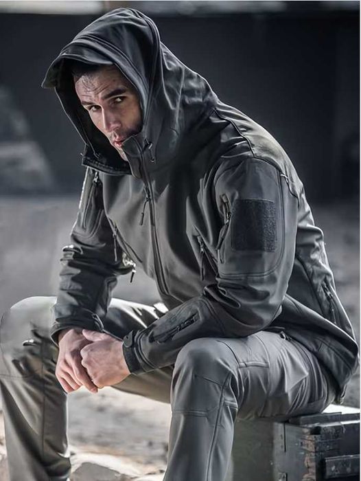 Костюм Softshell флісовий Зимовий чоловічий Осінній ЧОРНИЙ ОЛИВКОВИЙ