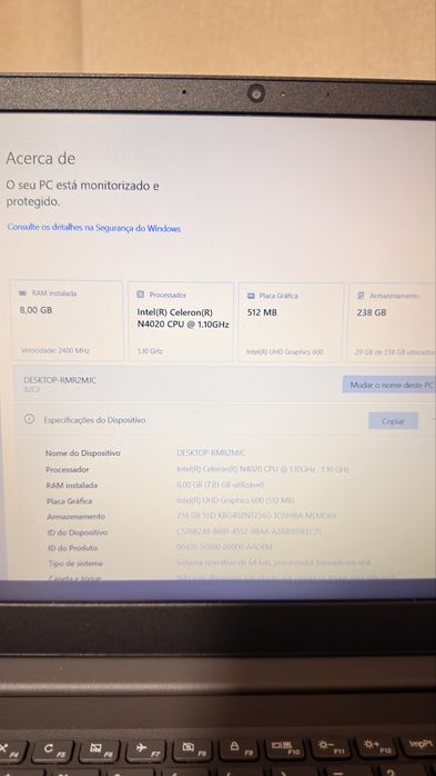 Portatil Lenovo Intel N4020 8GB DDr4 SSD 256gb