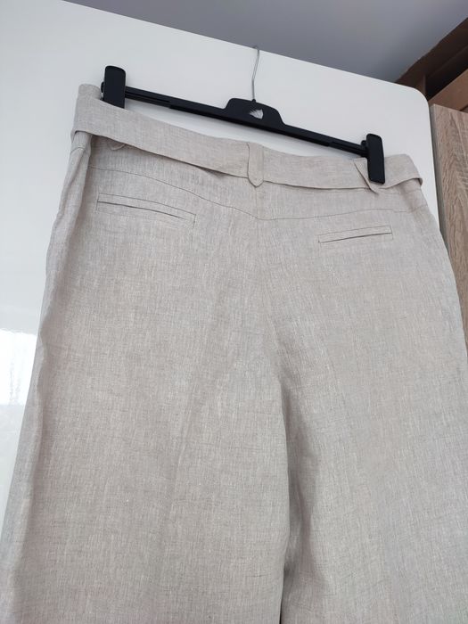 Spodnie lniane z szeroką nogawką