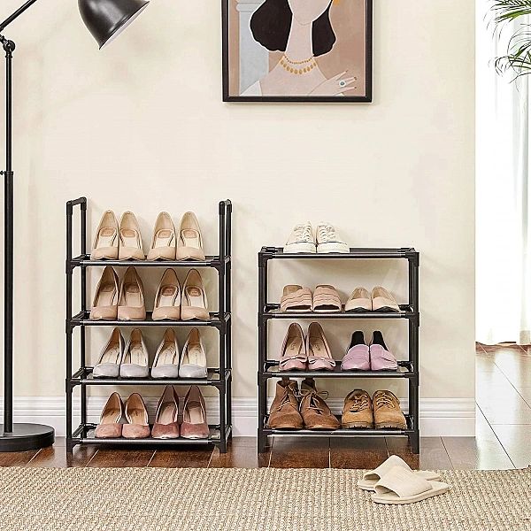 Regał Na Buty 46 x 145 x 28 cm 8 Poziomów Otwarta Szafka Na Buty Czarn