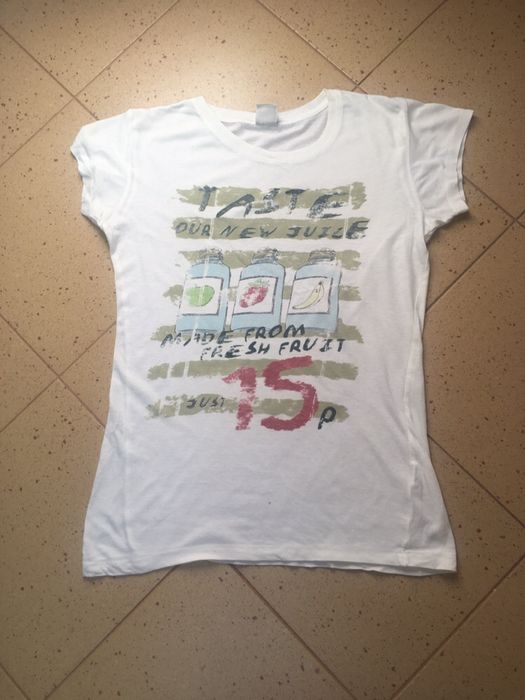 LEFTIES t-shirt rozm.M ecru z printem