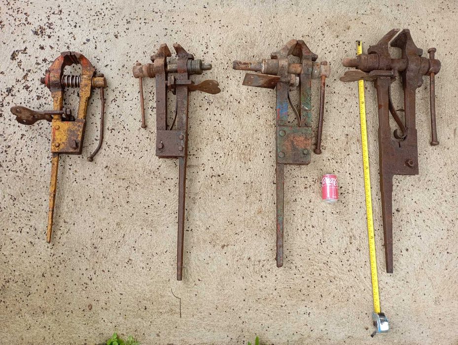 Lote 4 Grandes Torno de Ferreiro Antigo com Haste