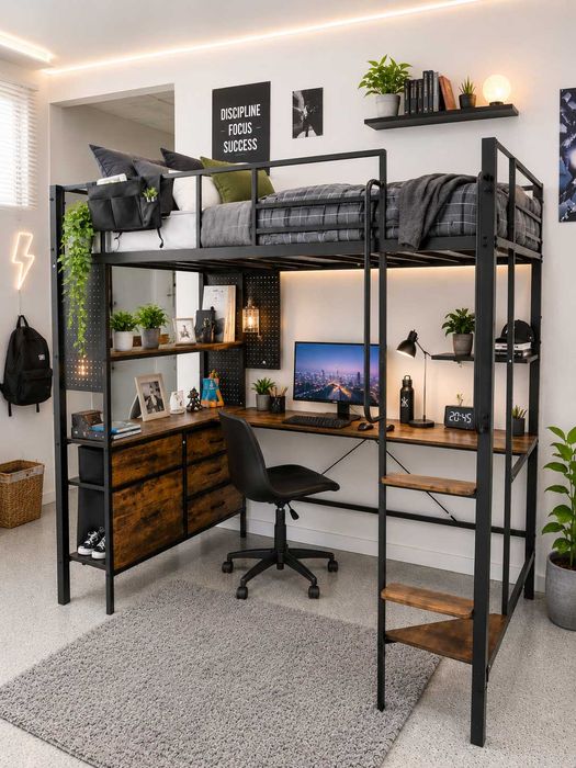 Beliche industrial estilo loft com secretária - Novo