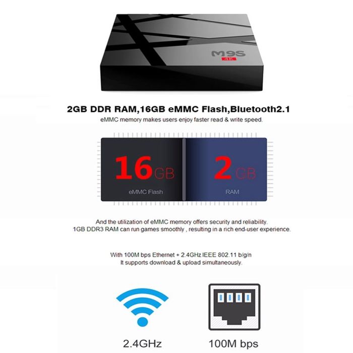 BOX Caixas SMART TV M9S PRO 2/16GB Android NOVA