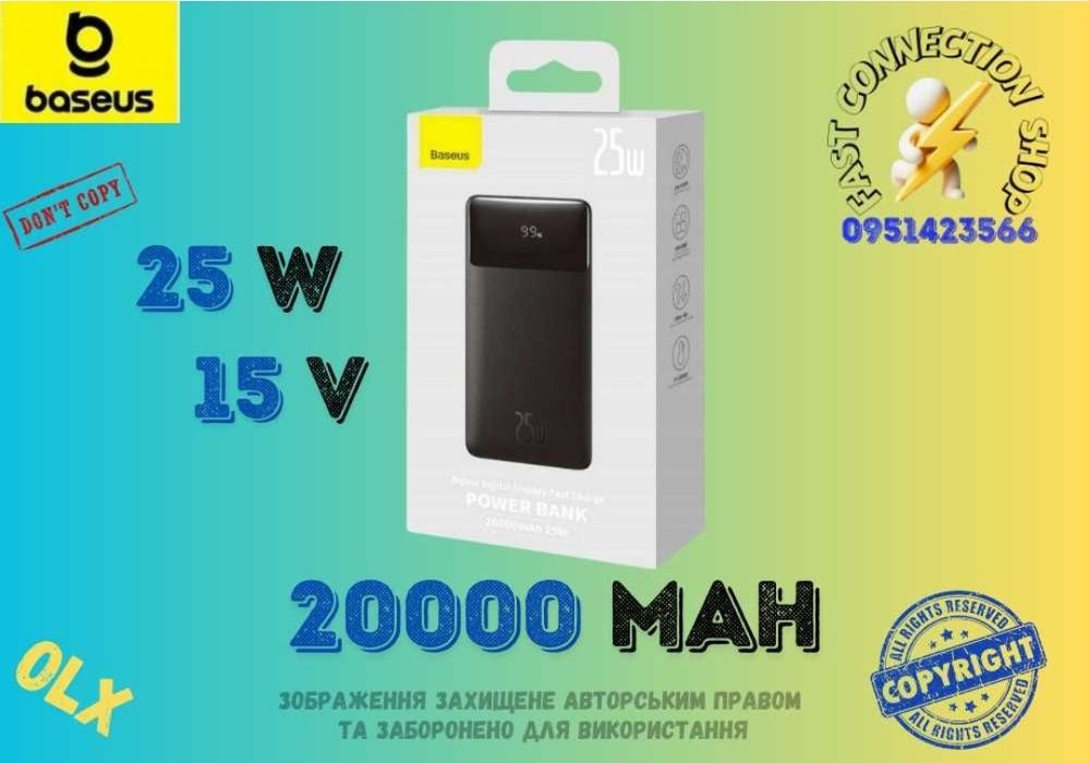 PowerBank Baseus Bipow Digital Display 20000mAh 25W 3A QC3.0+PD3.0