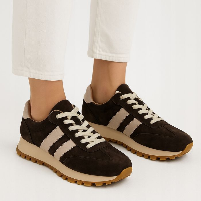 Sneakersy Retro Coffee & Beige 37