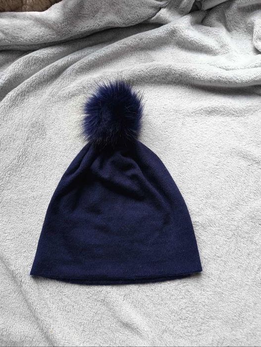 Czapka zimowa z pomponem wełniana, wełna damska