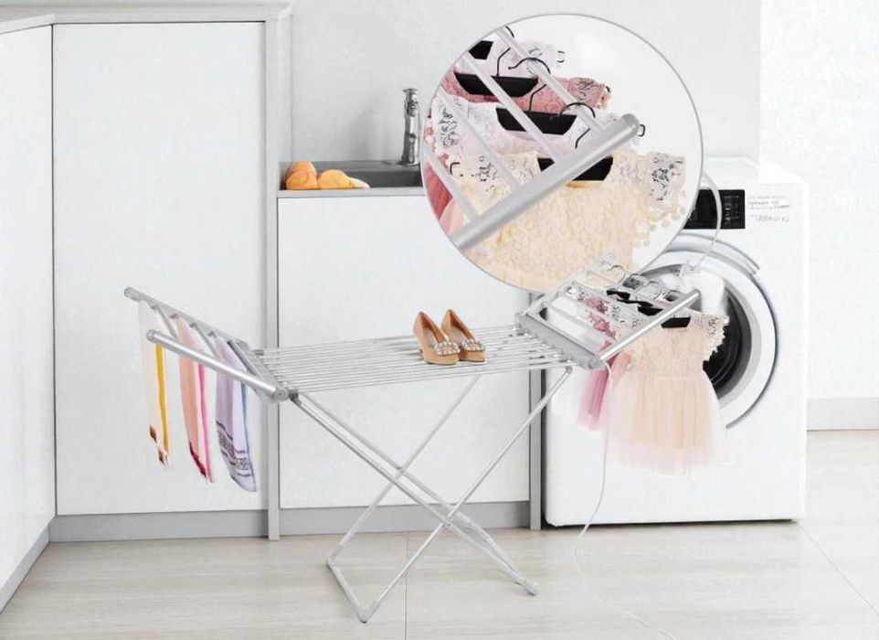 Електрична сушарка для речей підлогова розкладна 146х54х73 см